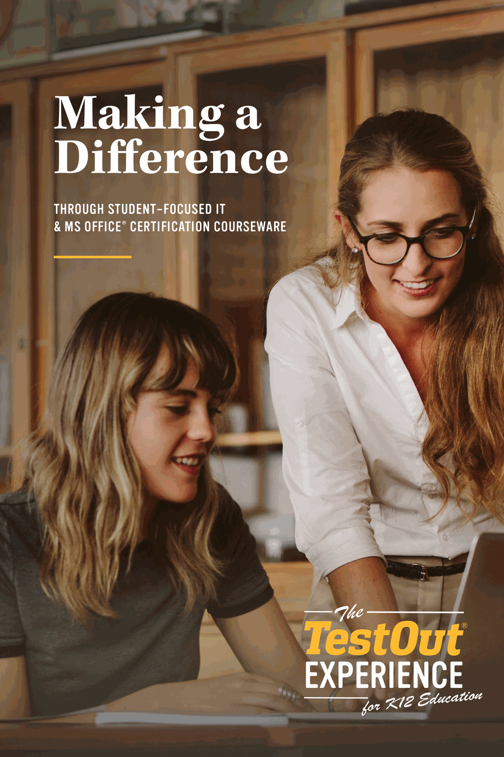 K-12 catalog cover reading "Making a Difference through student-focused IT and MS Office certification courseware"